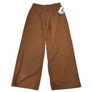 Sofia Jeans Womens Wide Leg Trousers Pleated Front Brown Size 10 Luxe Twill New